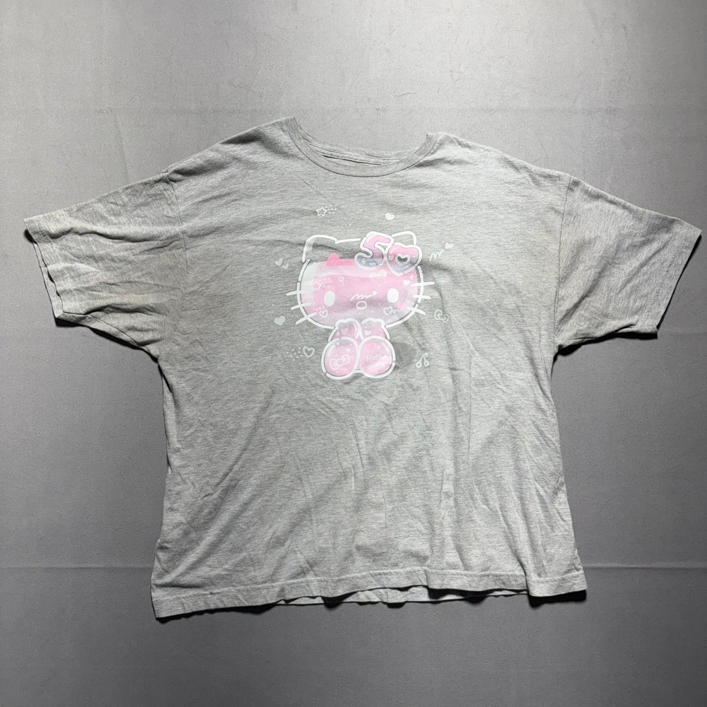 Hello Kitty 50th Anniversary T-Shirt Womens XXL Gray Graphic Tee Sanrio Bioworld